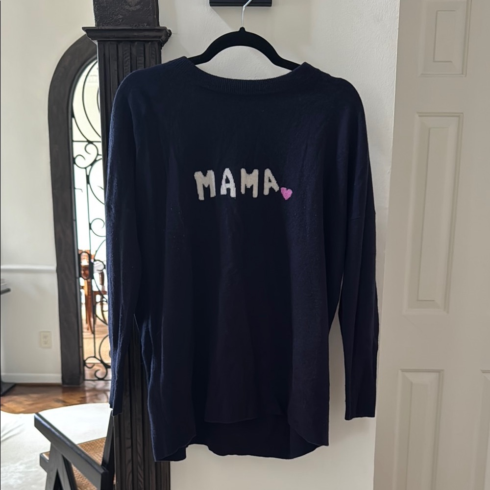 JCrew x Hatch Blue Crew Neck Sweater with Heart Design Pregnancy 100% Cashmere
